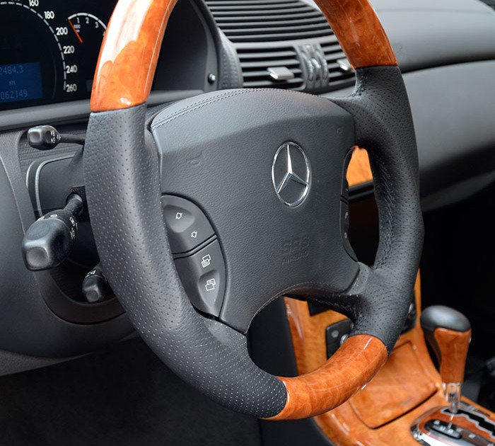 Für Mercedes S KLASSE W220 Perforiert Leder Lenkrad Abdeckung Blau